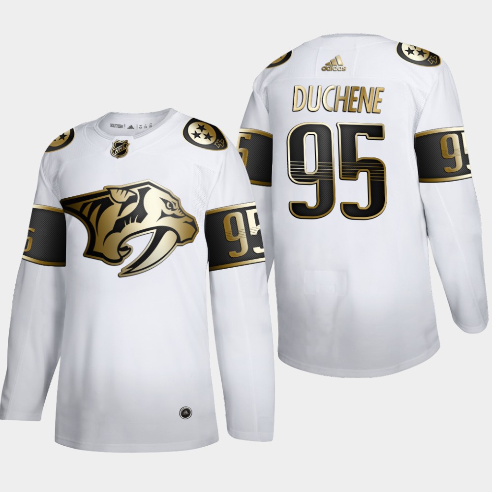Cheap Nashville Predators 95 Matt Duchene Men Adidas White Golden Edition Limited Stitched NHL Jersey